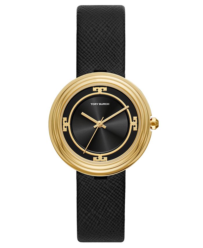 Tory Burch Women's Bailey Black Leather Strap Watch 34mm & Reviews - All  Watches - Jewelry & Watches - Macy's