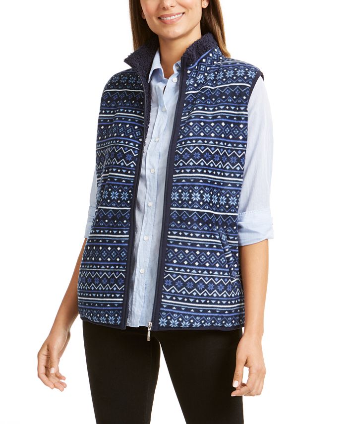 Karen Scott Petite Fair Isle-Print Fleece Vest, Created for Macy's &  Reviews - Jacket & Blazers - Petites - Macy's