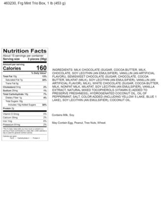 Frango Chocolates 1 LB Wrapped Mint Trio Gift Box of Chocolates 