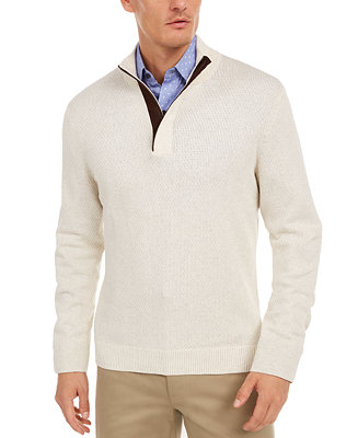 Tasso Elba Men's Supima Cotton Textured 1/4-Zip Sweater, Created For ...