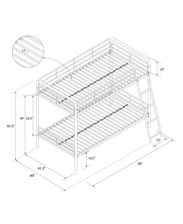 EveryRoom Eeva Twin over Twin Metal Bunk Bed Macy's