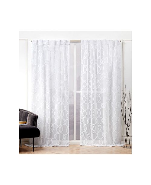Nicole Miller Soft Trellis Sheer Hidden Tab Top Curtain Panel Pair