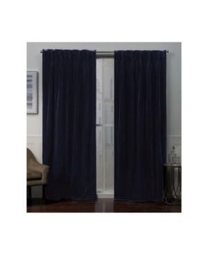 Shop Exclusive Home Curtains Velvet Heavyweight Pinch Pleat Curtain Panel Pair, 27" X 108" In Navy