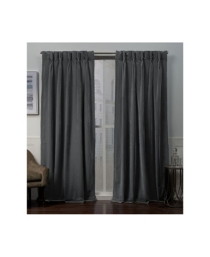 Exclusive Home Curtains Velvet Heavyweight Pinch Pleat Curtain Panel Pair, 27" X 108" In Light Past