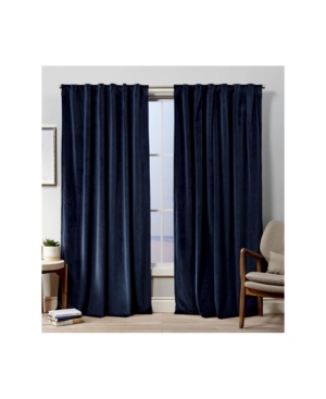 Exclusive Home Curtains Velvet Heavyweight Hidden Tab Top Curtain Panel Pair, 52" X 84" In Navy