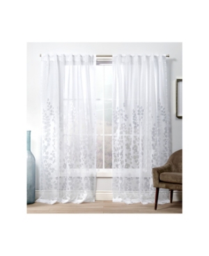 Exclusive Home Curtains Wilshire Burnout Sheer Hidden Tab Top Curtain Panel Pair, 54" X 84" In White