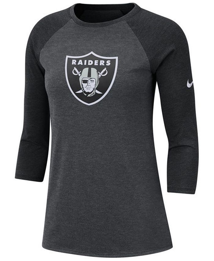 Nike Women's Oakland Raiders Logo Three-Quarter Sleeve T-Shirt - Macy's