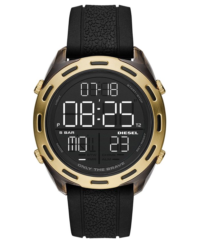 Diesel Men's Digital Crusher Black Silicone Strap Watch 46mm Macy's