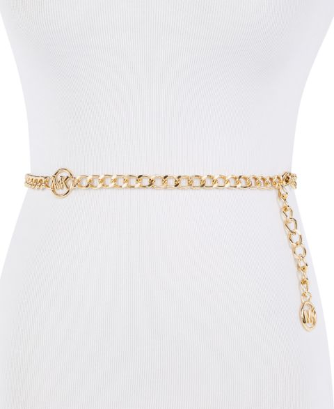 Женский ремень Michael Kors MK Logo Metal Chain Belt, цвет: Золотой