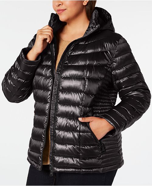 Calvin Klein Plus Size Hooded Packable Down Puffer Coat Created