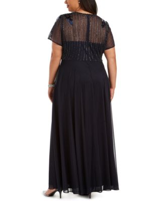 Betsy & Adam Plus Size Beaded Gown - Macy's