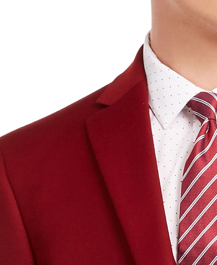 Bar III Men's SlimFit Red Flannel Suit Separate Jacket, Created for