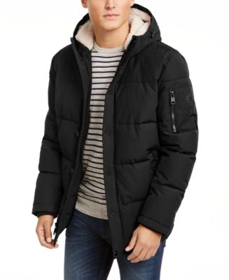 Calvin Klein Men's Short Parka with Sherpa Hood, Created for Macy's ...