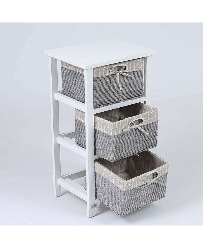 Luxen Home Wood End Table with Baskets Macy's