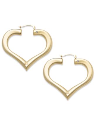 Signature Gold - Diamond Accent Heart Hoop Earrings in 14k Gold