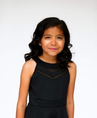 macy's black skater dress City Studios Juniors' Sheer-Long-Sleeve Skater Dress