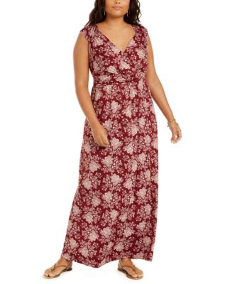 NY Collection Plus Size Floral-Print Empire-Waist Maxi Dress - Macy's