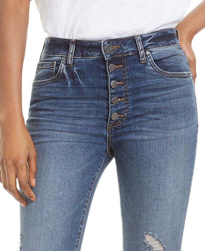 Kut from the Kloth Donna High-Rise Button-Fly Ankle Skinny Jeans - Macy's