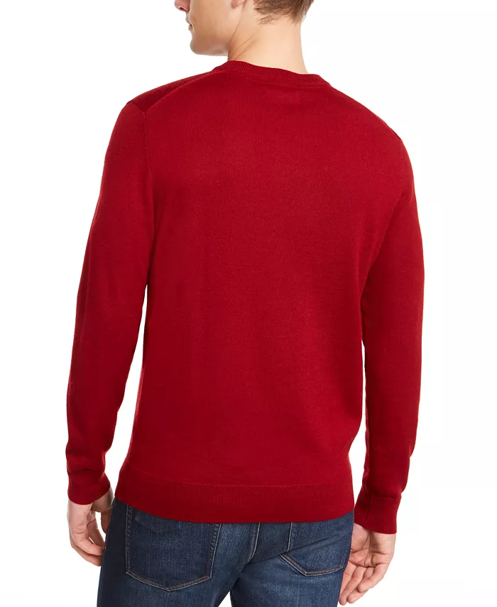 Men's Solid Crew Neck Merino Wool Blend Sweater - thumbnail 9