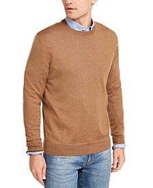 Men's Solid Crew Neck Merino Wool Blend Sweater, Created for Macy's 