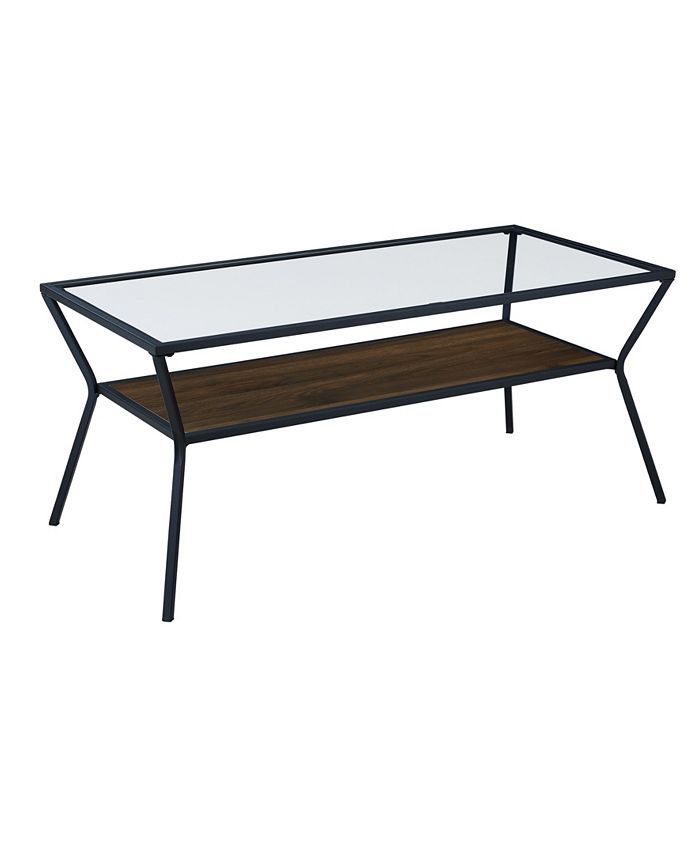 Walker Edison Modern Metal and Glass Coffee Table Macy's