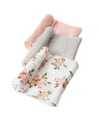 Watercolor Roses Cotton Muslin 3-Pack Swaddle Blanket Set