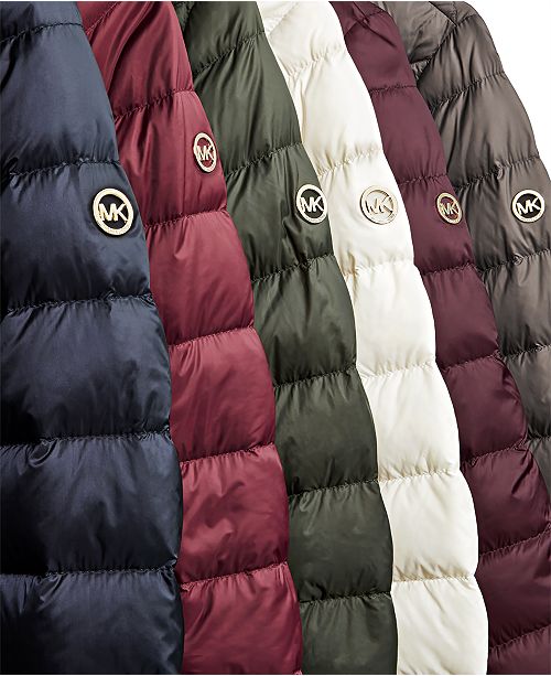 Michael Kors Asymmetrical Hooded Packable Down Puffer Coat