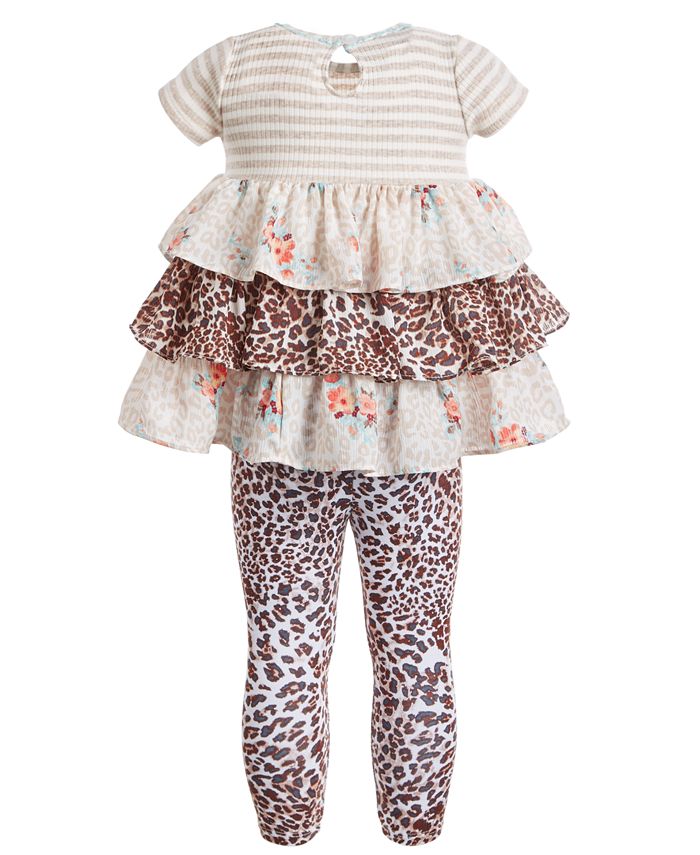 Bonnie Baby Baby Girls 2-Pc. Tiered Tunic & Animal-Print Leggings Set &  Reviews - Dresses - Kids - Macy's