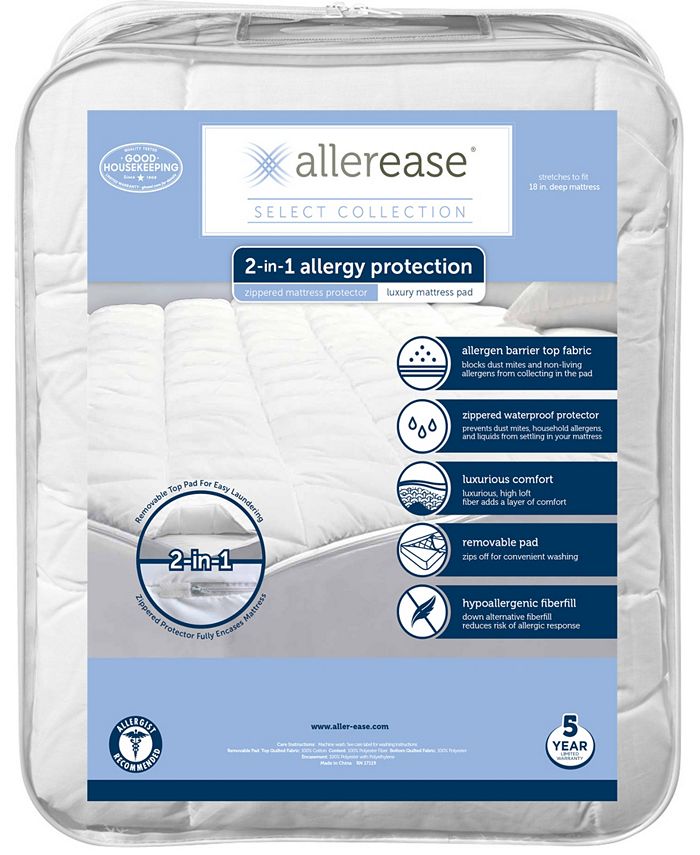 AllerEase 2in1 Zippered Mattress Protector and Luxury Queen Mattress