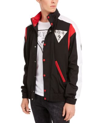 guess hooded logo windbreaker