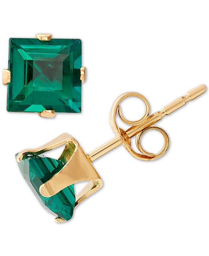 Macy's - Lab-Created Emerald Stud Earrings (1 ct. t.w.) in 14k Gold