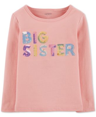 Carter's - Toddler Girls Sequinned Big Sister-Print Cotton T-Shirt