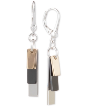 image of Dkny Tri-Tone Shaky Block Drop Earrings