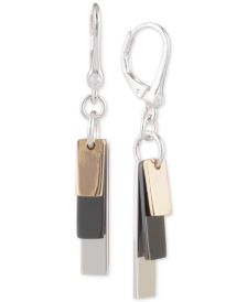 Tri-Tone Shaky Block Drop Earrings 