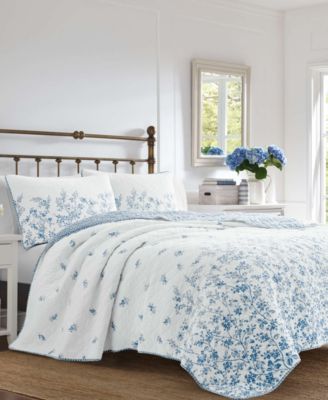 Laura Ashley - Flora Blue Quilt Set, Full/Queen