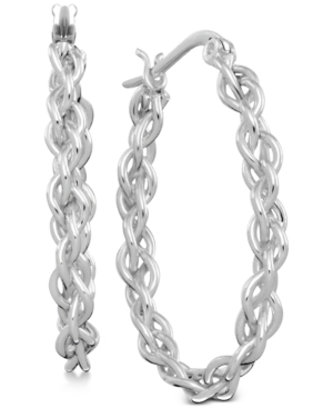 image of Essentials Twisted Chain Hoop Earrings in Fine Silver-Plate