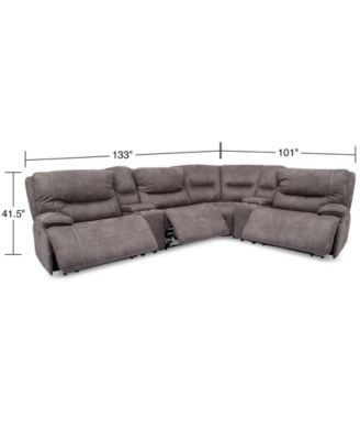 Furniture CLOSEOUT! Felyx 6-Pc. Fabric Sectional Sectional Sofa With 3 Power Recliners, Power Headrests, 2 Consoles And USB Power Outlet