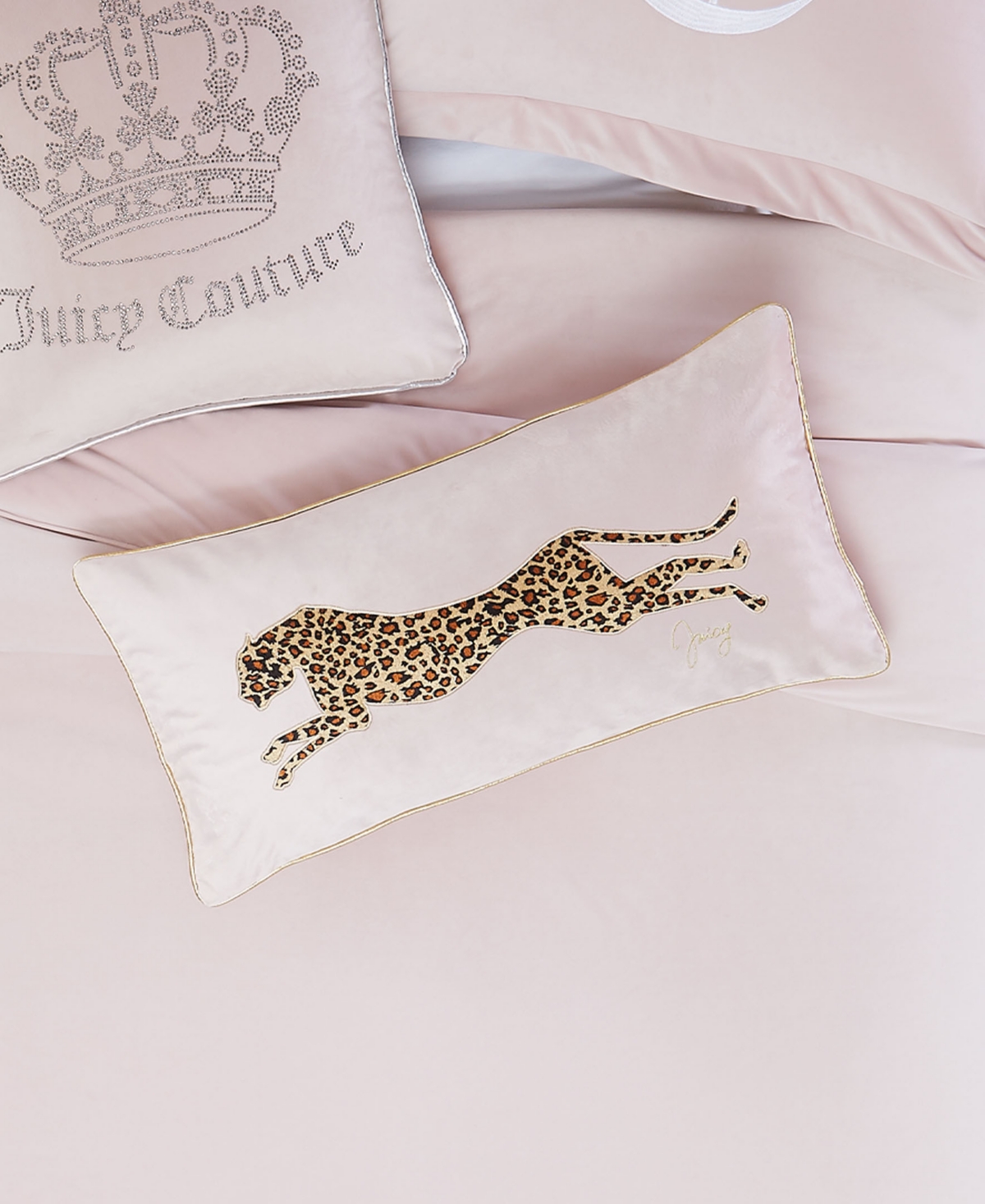 Juicy Couture Velvet Cheetah Decorative Pillow, 14" X 24 In Pink