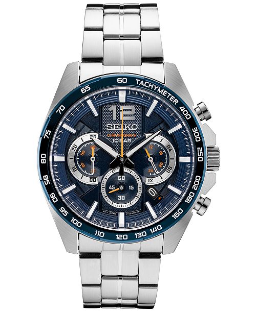 Seiko Men S Essentials Chronograph Stainless Steel Bracelet Watch 43 9mm Reviews All Fine Jewelry Jewelry Watches Macy S
