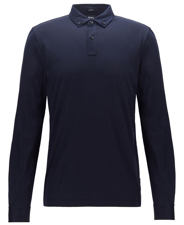Hugo Boss BOSS Men's Paver Slim-Fit Long-Sleeved Polo Shirt & Reviews ...