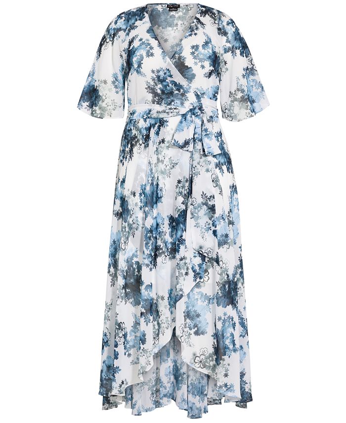 City Chic Trendy Plus Size Floral-Print Wrap Maxi Dress - Macy's