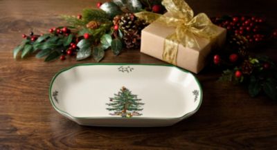 Christmas Tree Rectangular Scalloped Tray
