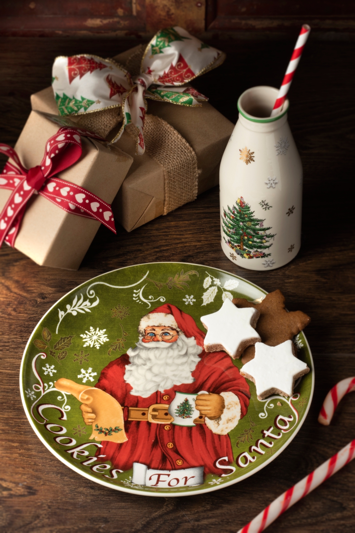 Spode Christmas Tree "cookies For Santa" Mug And Tray Set In Green
