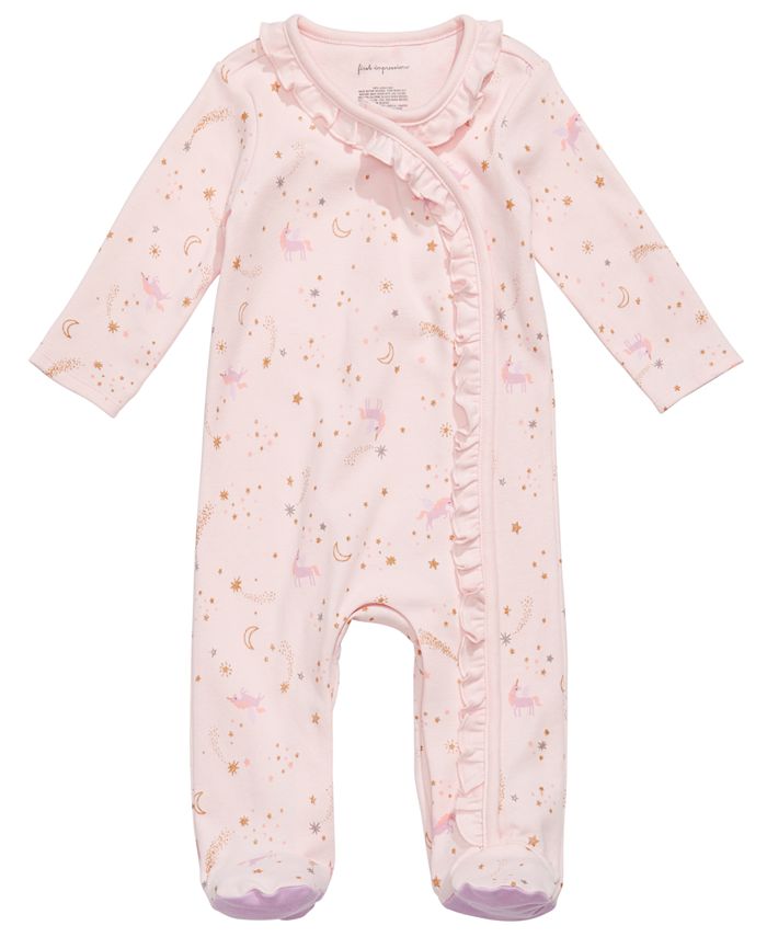 First Impressions Baby Girls Cotton Ruffled Unicorn Coverall, Created ...