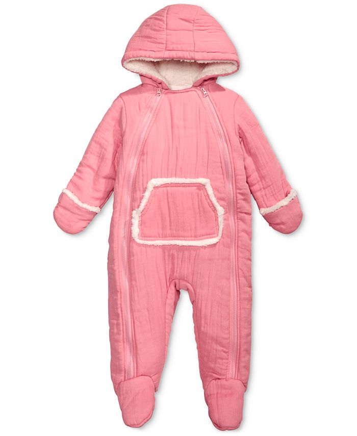 First Impressions - Baby Boys & Girls Hooded Footed Bunting Snowsuit With Faux-Fur Trim