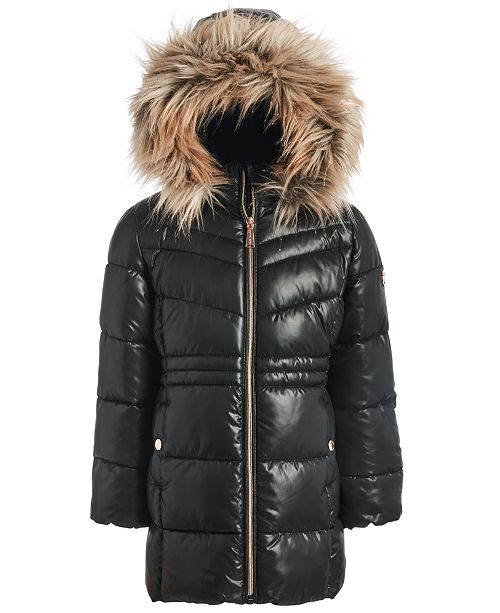 Michael Kors Toddler Girls Stadium Puffer Jacket With Removable Faux ...