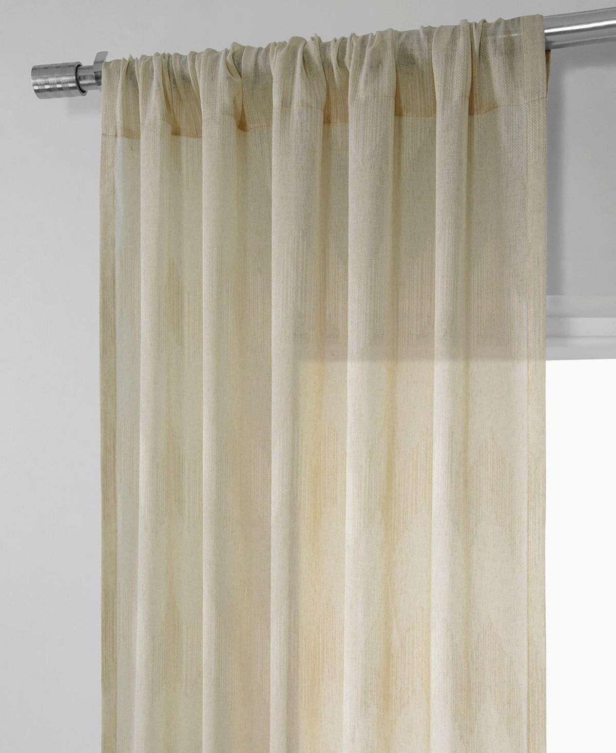 Half Price Drapes Sirius Striped Patterned Faux Linen Sheer Curtain