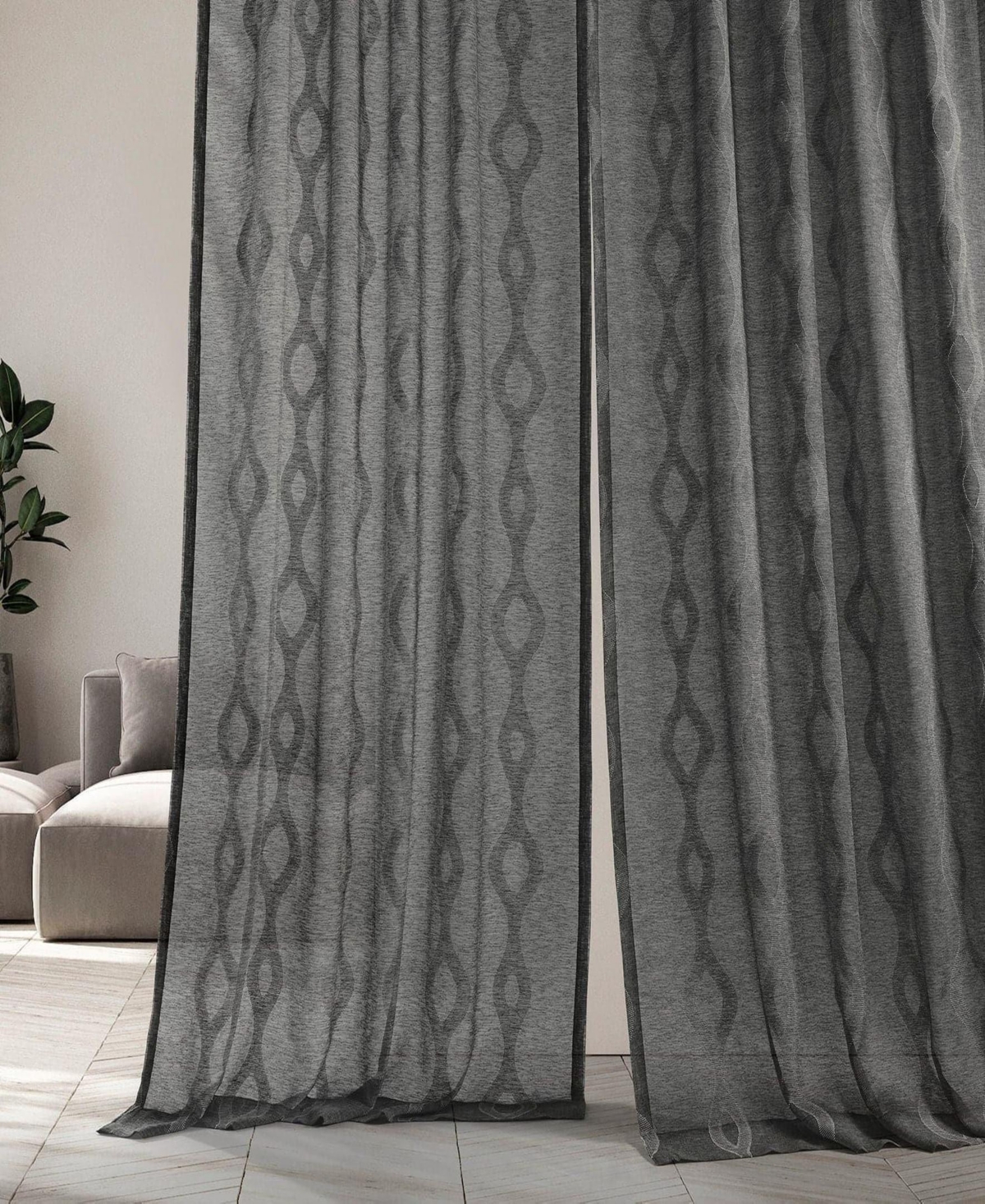 Half Price Drapes Vega Striped Patterned Faux Linen Sheer Curtain