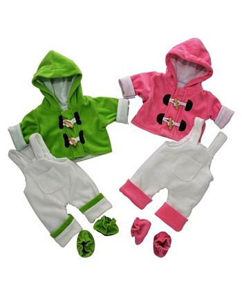 The Queen's Treasures - BBPJGJ-C,  Set of Two Complete Bitty 15" Baby Doll Twin Overall Outfits