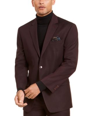 Sean John Men's Classic-Fit Stretch Burgundy Neat Suit Separate Jacket ...